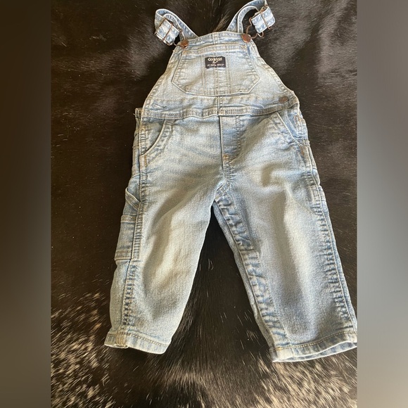 Super Cute OSH KOSH Denim Cotton Overalls 12‎ Months snap crotch - Picture 1 of 6